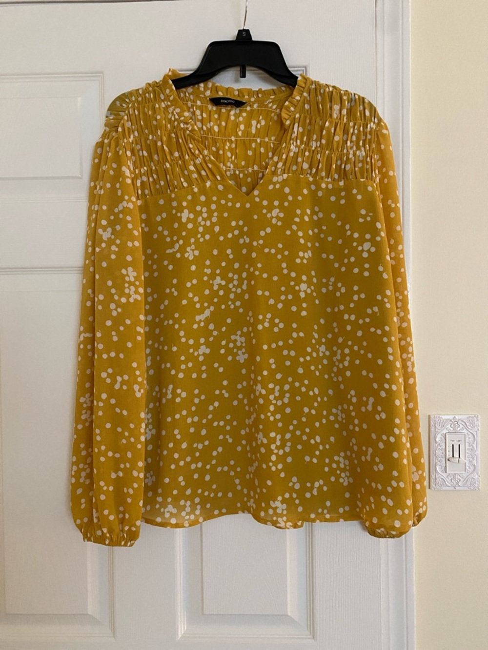 Elegant Yellow Blouse with White Dots